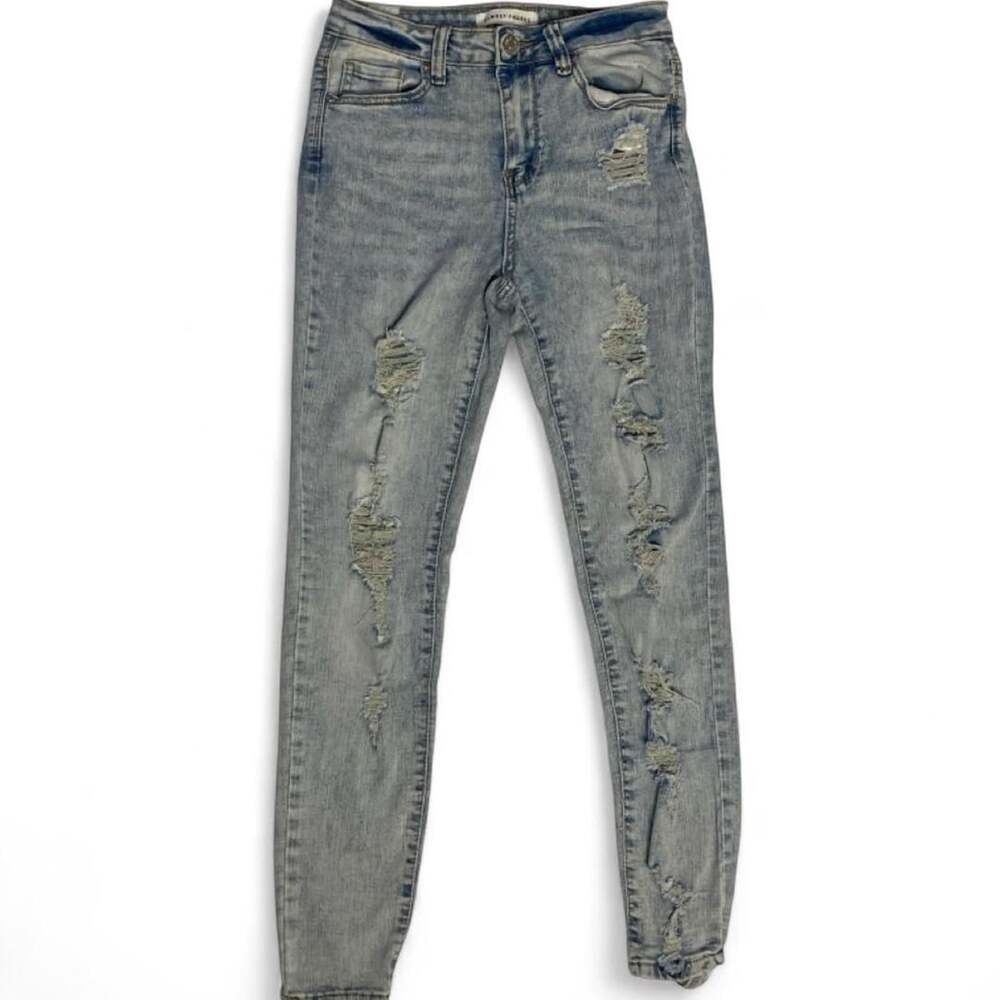 Almost Famous Acid Wash Distressed Skinny Jeans Size 5